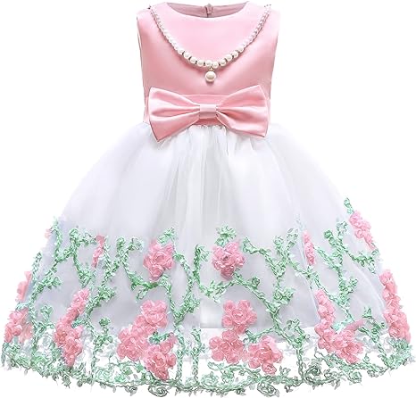 Photo 1 of 2-9T Girls Formal Tulle Dresses Toddler Pageant Party Dress with Necklace 