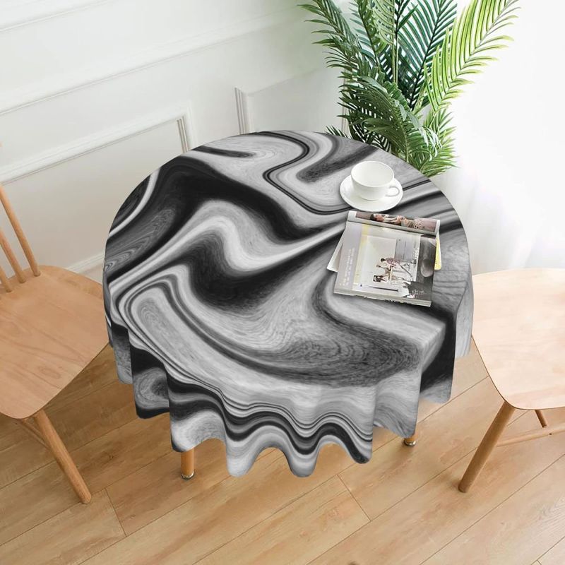 Photo 1 of (4PK) Marble Tablecloth Round Tablecloth 60 Inch Washable Table Covers Modern Tablecloth Home Parties Holiday Dinner Party Dining Room Kitchen Decor Table Cloths for Round Tables