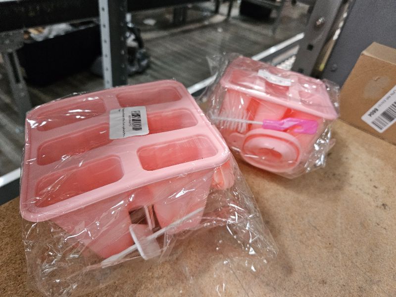 Photo 1 of 2PK BUNDLE Silicone Pink Popsicle Mold & Cleaning Accessories 