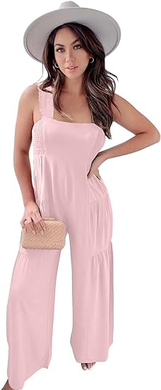 Photo 1 of Bigeoosh Womens Casual Sleeveless Jumpsuits Smocked Side Bodice Panels Multi-Tier Long Pant Romper Jumpsuit
SIZE X LARGE