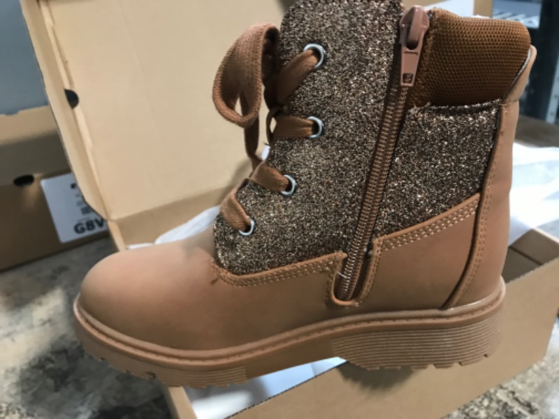 Photo 1 of DADAWEN Boys Girls Glitter Ankle Boots Lace Up Waterproof Combat Shoes With Side Zipper for Toddler/Little Kid/Big Kid
SIZE 2