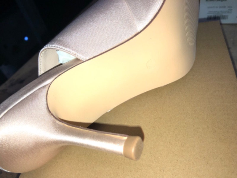 Photo 2 of BEIGE SIZE  8.5 Coutgo Womens Pointy Toe Stiletto Wedding Dress Satin Shoes 