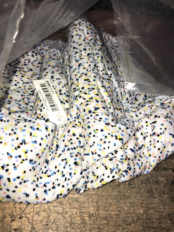 Photo 2 of CONFETTI PRINT, SIZE LARGE Amazon Essentials Women's Fluid Twill Tiered Midi Summer Dress Large Off-white, Confetti Print