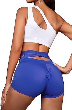 Photo 1 of BLUE SIZE MEDIUM BZB Booty Shorts for Women High Waisted Butt Scrunch Seamless Twerk Pole Dance Swim Hot Pant Workout Gym Yoga Shorts 