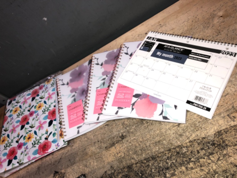 Photo 1 of 5 PC Office Notebook Planner Bundle, Pastel Flower Theme & Clipboard Binder 