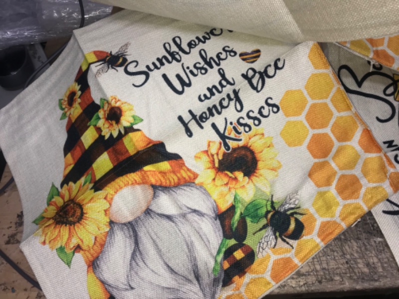 Photo 4 of (SEE NOTES)  Juirnost Fall Sunflower Pillow Covers 18x18 Set of 4,Autumn Bee Gnomes Sunflowers Throw Pillow Cover,You are My Sunshine Farmhouse pillow cases Home Sweet Home Decor Pillow Cushion Cases for Sofa Bed Patio