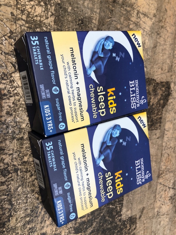 Photo 2 of **3 BOTTLES** Mommy's Bliss Kids Sleep Chewable Tablets, Contains Melatonin, Magnesium & Calming Herbs, Natural Sleep Aid, Grape Flavor, Sugar Free, Age 3+ (35 Servings) EZP DATE 01/2026