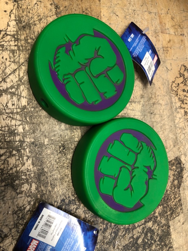 Photo 2 of **SET OF 2** Marvel Comics for Pets Vinyl Hulk Dog Toy | Small Squeaky Dog Toy The Incredible Hulk Fist Logo Comics Collection Squeaky Dog Toys Small Dog Toy, 4 Inch (Pack of 2) One Size (Pack of 2) Hulk Fist