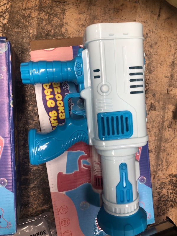 Photo 2 of *REVIEW PHOTOS** BLUE UNIT** CRONDA 60-Hole Rocket Launcher Shape Bubble Maker, Rocket Boom Bubble Gun, Bubble Machine for TIK Tok, Huge Bubble Maker, Bubble Machine for Kids and Toddlers blue