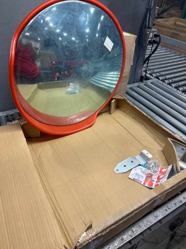 Photo 1 of 24" Security Mirror PC Convex Traffic Mirror Wide Angle Curved Safety Mirror Circular Pole Mount w/Adjustable Bracket for Outdoor Indoor Driveway Road Shop Garage Parking Lot Blind Spot Hidde
