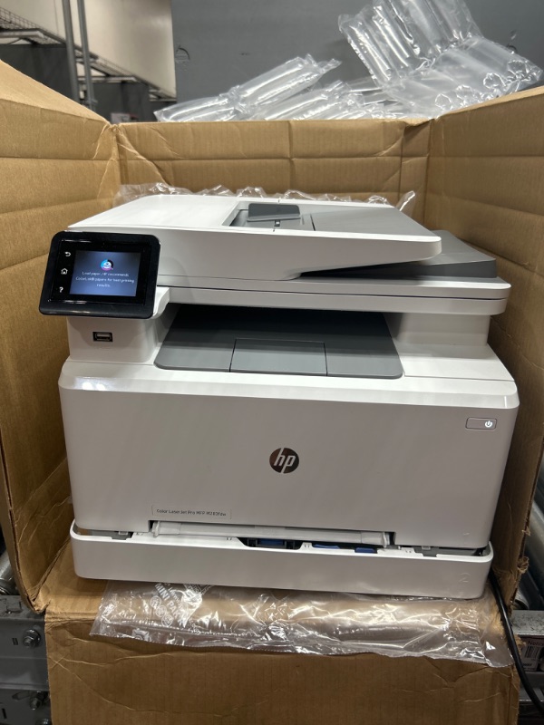 Photo 2 of HP Color LaserJet Pro M283fdw Wireless All-in-One Laser Printer, Remote Mobile Print, Scan & Copy, Duplex Printing, Works with Alexa (7KW75A), White
