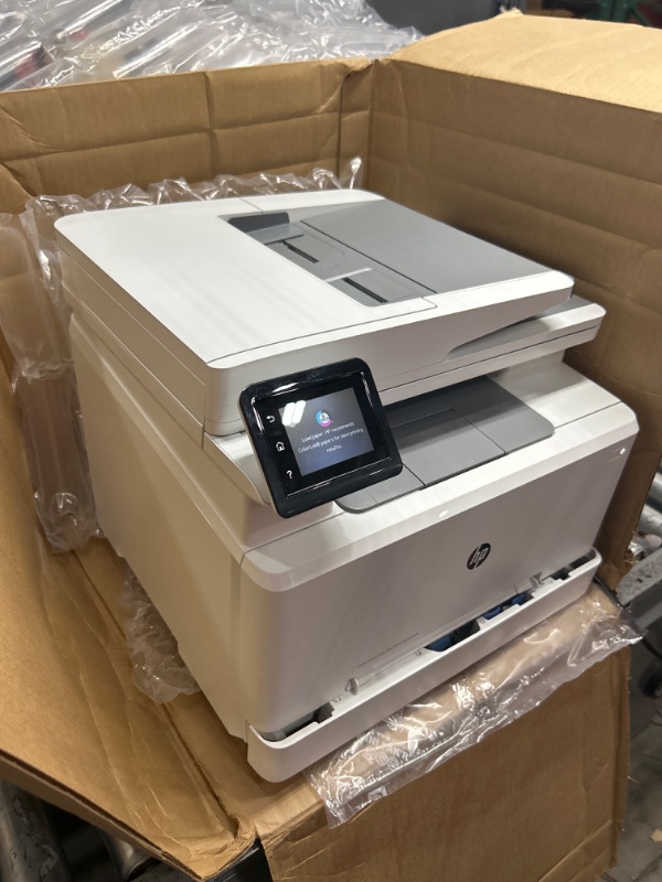 Photo 3 of HP Color LaserJet Pro M283fdw Wireless All-in-One Laser Printer, Remote Mobile Print, Scan & Copy, Duplex Printing, Works with Alexa (7KW75A), White
