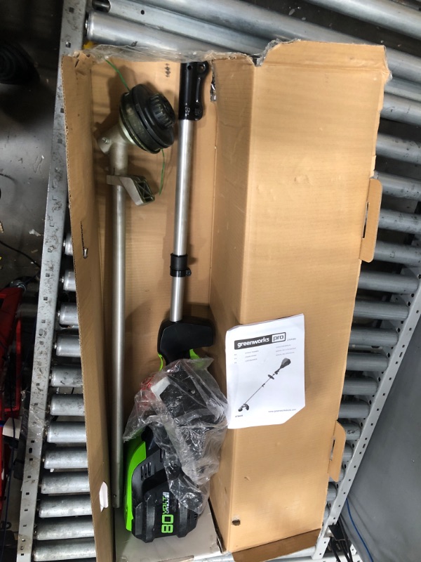 Photo 2 of Greenworks PRO 16-Inch 80V Cordless String Trimmer (Attachment Capable), Battery Not Included GST80320 & PAC458 Edger, Attachment, Black