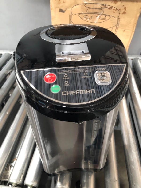 Photo 2 of Chefman Electric Hot Water Pot Urn w/Auto & Manual Dispense Buttons, Safety Lock, Instant Heating for Coffee & Tea, Auto-Shutoff & Boil Dry Protection, Insulated Stainless Steel, 3.6L/3.8 Qt/20+ Cups
