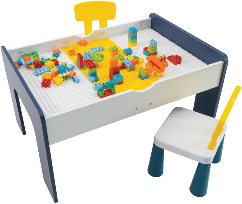 Photo 1 of BABY K 6-in-1 Multi Activity Table with 2 FOR PARTS Chairs - A Kids Table and Chair Set with Double-Sided Crafts, Drawing and Board Games - A Toddler Building Blocks Play Table with Storage for Playroom