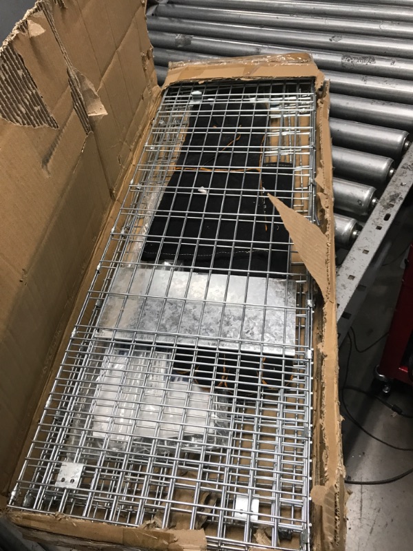 Photo 2 of ANT MARCH Live Animal Cage Trap 32''x11.5"x13" Steel Humane Release Rodent Cage with Gloves for Rabbits, Stray Cat, Squirrel, Raccoon, Mole, Gopher, Chicken, Opossum, Skunk, Chipmunks, Groundhog