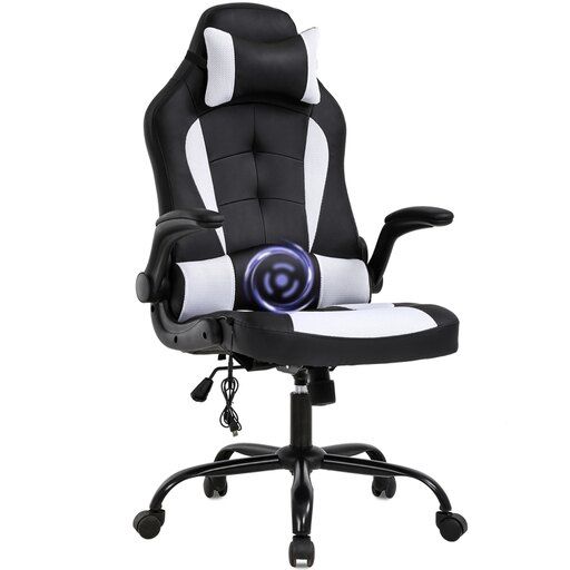 Photo 1 of Hdcanada 6554 Massage PC Gaming Office Chair Ergonomic Office Chair with Lumbar Support - White
