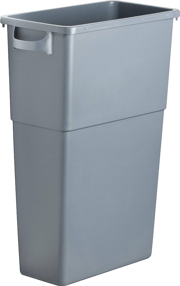 Photo 1 of 2PK - Genuine Joe GJO60465 Plastic Space Saving Waste Container, 23 gallon Capacity, 23" Width x 30" Height x 11" Depth, Gray