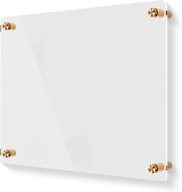 Photo 1 of Premium Ultra-Clear Acrylic Dry Erase Writing Board | Clear Non-Magnetic Wall Calendar Floating Family Planner Memo Board | 24" x 16"
