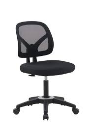 Photo 1 of Black Armless Office Chair Breathable Mesh Covering Silent Swiveling Casters Low Back Support for Computer Tasks
