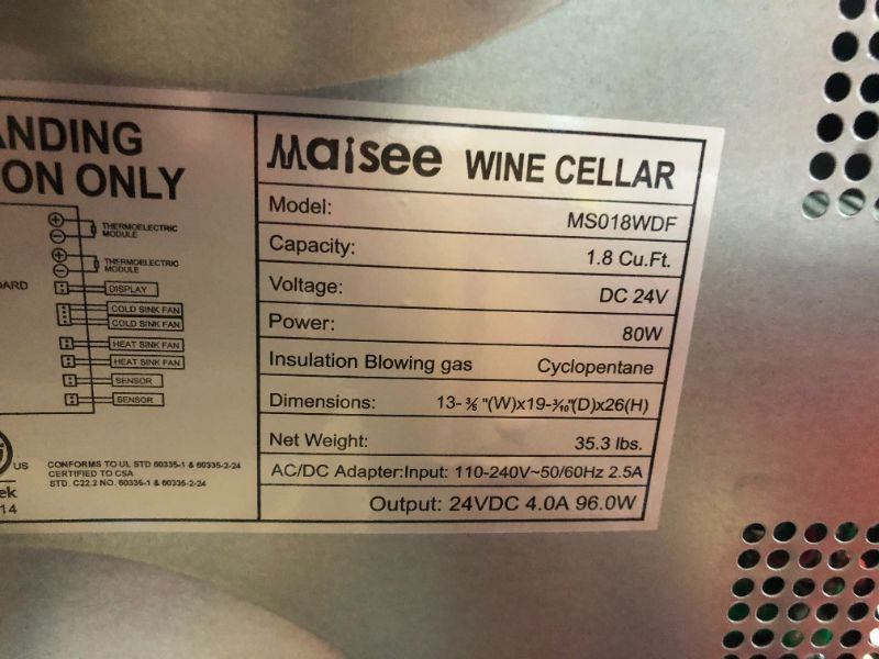 Photo 3 of ***UNTESTED - SEE NOTES***
maisee Dual Zone Wine Cooler, 12 Bottles Black