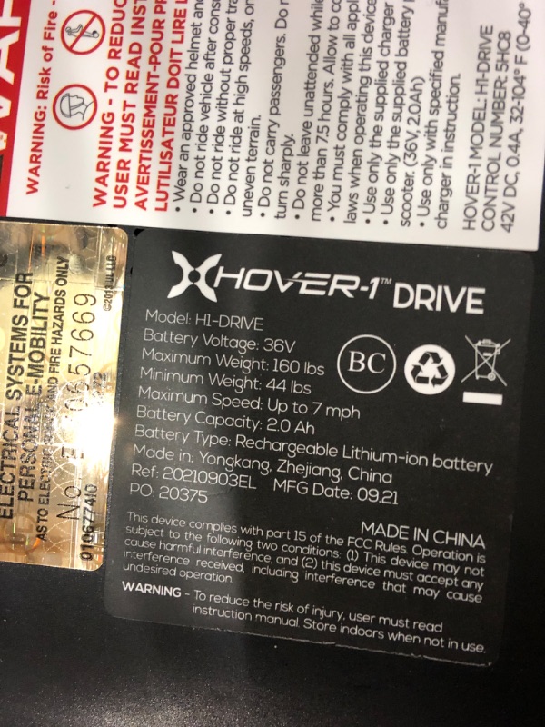 Photo 3 of **PARTS ONLY** Hover-1 Drive Electric Hoverboard |Black