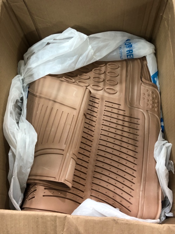 Photo 2 of BDK ProLiner Heavy Duty Rubber Floor Mats for Auto - All Weather Protection Liners 3 PC Set (Tan Beige)