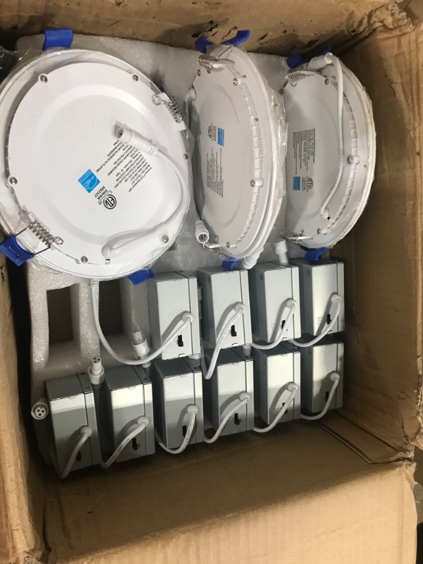 Photo 2 of *** MISSING 6 *** Ensenior 24 Pack 6 Inch Ultra-Thin LED Recessed Ceiling Light with Junction Box, 3000K Warm White, 12W 110W Eqv, Dimmable Can-Killer Downlight, 1050LM High Brightness - ETL and Energy Star Certified 6 Inch 3000k - Warm White