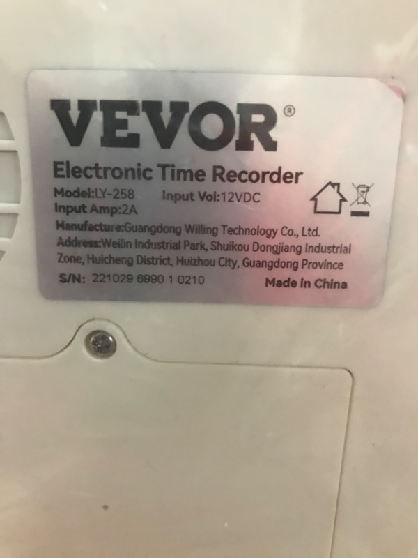 Photo 3 of VEVOR Punch Time Clock, Time Tracker Machine for Employees of Small Business, 6 Punches per Day, Time Clock Punch Machine Includes 2 Time Cards, 1 Ink Ribbon and 2 Security Keys