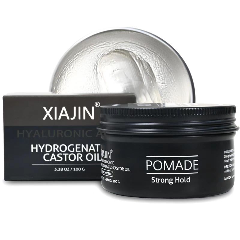 Photo 1 of 2 pack - XIAJIN Pomade for Men, Natural Ocean Scented Pomade Contains Castor Oil as an Ingredient,Strong Hold Hair Gel for All Hair Types, Gifts for Men, Water-Based and Fully Transparent Hair Wax is Clean, Fresh and Easy to Use, 3.38oz/100g (natural ocea