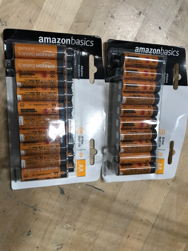 Photo 2 of 2 pack - Amazon Basics 20 Pack AA Alkaline Batteries - Blister Packaging 20 Count (Pack of 1)