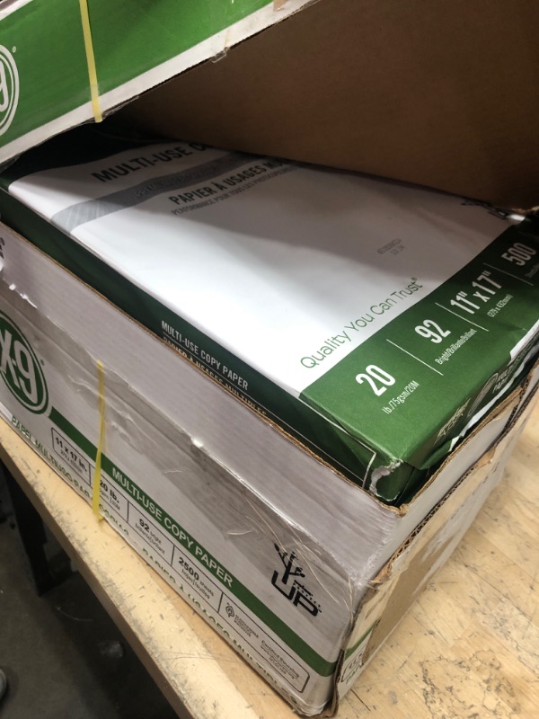 Photo 2 of Boise Paper X-9 Multi-Use Copy Paper, 11" x 17" Ledger, 92 Bright White, 20 lb, 5 Ream Carton (2,500 Sheets) 5 Reams 11 x 17, 20 lb.