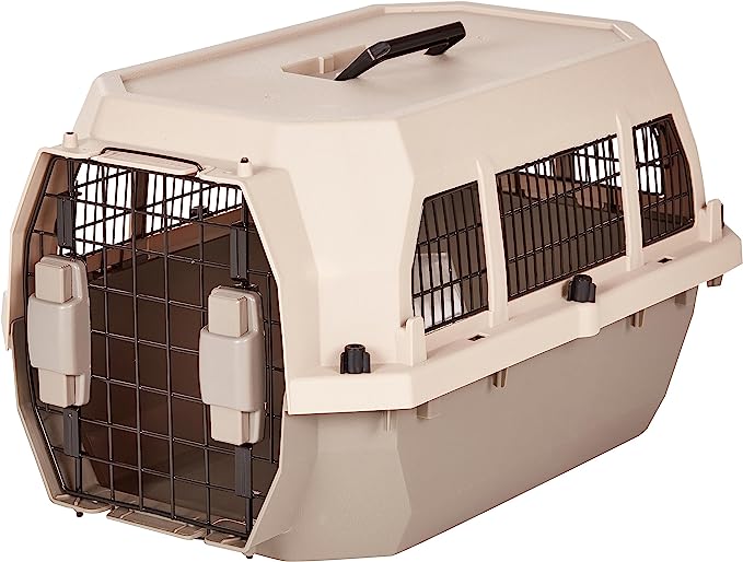 Photo 1 of Amazon Basics Hard-Sided Dog and Cat Kennel Single-Door Travel Pet Carrier with Metal Wire Ventilation, 23-Inch
