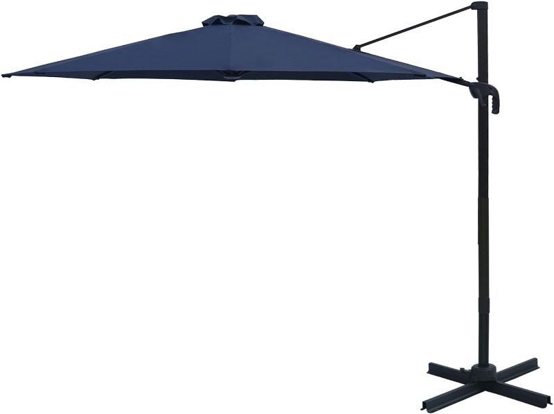 Photo 1 of **INCOMPLETE**
FLAME&SHADE 10 Foot Cantilever Offset Outdoor Patio Umbrella with Base Stand Rotate and Tilt - Navy Blue
