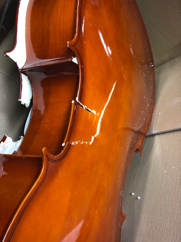 Photo 6 of **SEVERE DAMAGE TO CELLO FRAME, BROKEN IN SEVERAL PLACES***PARTS ONLY***
Cecilio Cello Instrument – Mendini Full Size Cellos for Kids & Adults w/ Bow, Case and Stringsac Natural full-size