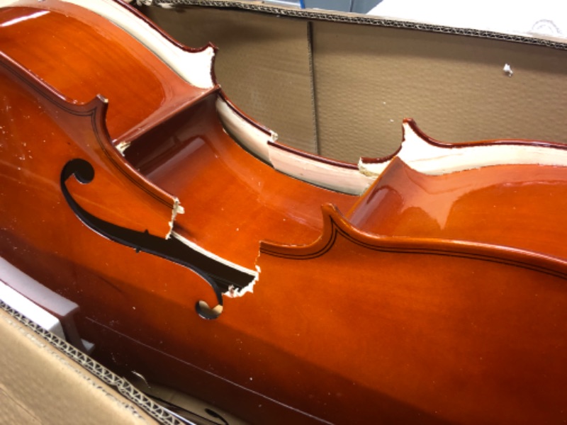 Photo 3 of **SEVERE DAMAGE TO CELLO FRAME, BROKEN IN SEVERAL PLACES***PARTS ONLY***
Cecilio Cello Instrument – Mendini Full Size Cellos for Kids & Adults w/ Bow, Case and Stringsac Natural full-size