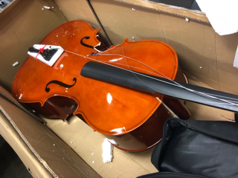Photo 7 of **SEVERE DAMAGE TO CELLO FRAME, BROKEN IN SEVERAL PLACES***PARTS ONLY***
Cecilio Cello Instrument – Mendini Full Size Cellos for Kids & Adults w/ Bow, Case and Stringsac Natural full-size