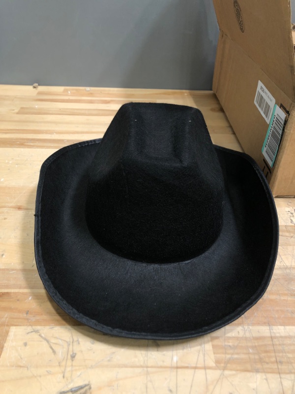 Photo 1 of Rhode Island Novelty Black Cowboy Felt Hat Youth Size, One Per Order
