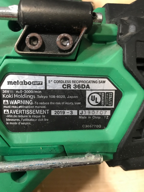 Photo 1 of 36V MultiVolt Cordless Reciprocating Saw (Tool Body Only) | Metabo HPT CR36DAQ4