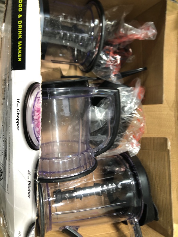 Photo 2 of ***POWERS-ON*** Ninja QB1004 Blender/Food Processor with 450-Watt Base, 48oz Pitcher, 16oz Chopper Bowl, and 40oz Processor Bowl for Shakes, Smoothies, and Meal Prep