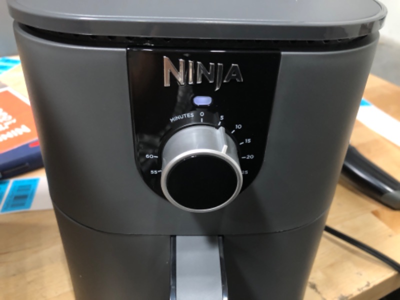 Photo 3 of ***POWERS-ON*** Ninja AF080 Mini Air Fryer, 2 Quarts Capacity, Compact, Nonstick, with Quick Set Timer, Grey
