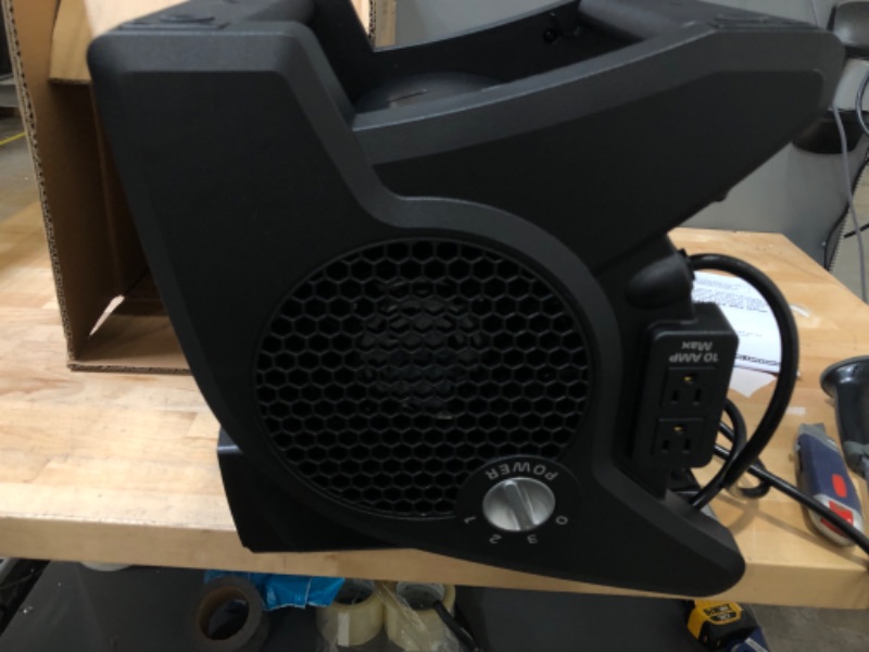 Photo 2 of ***POWERS ON***Lasko High Velocity Pro-Performance Pivoting Utility Fan for Cooling, Ventilating, Exhausting and Drying at Home, Job Site and Work Shop, Black Grey U15617 14.5
