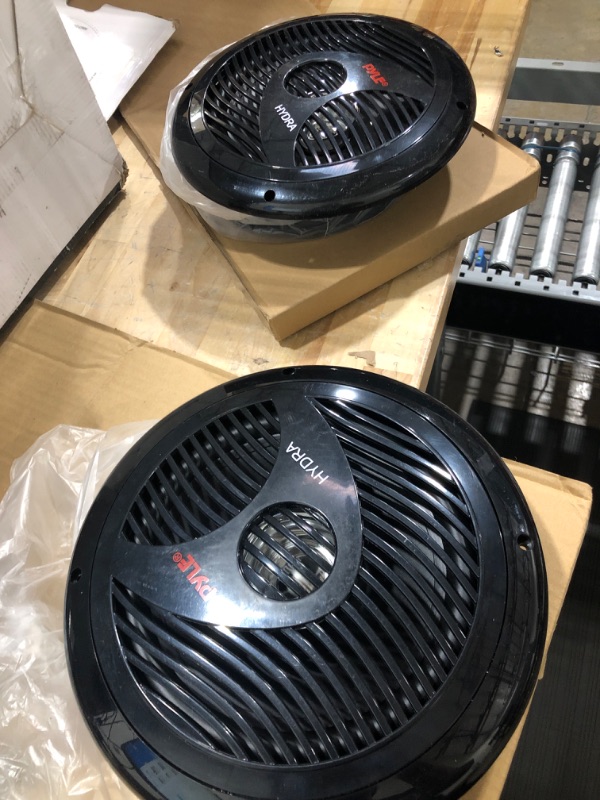 Photo 1 of 2 PYLE PLMR60B 18cm 180mm black double cone speakers waterproof sea pool boat hotel restaurant 75 watt rms 150 watt max, pair
