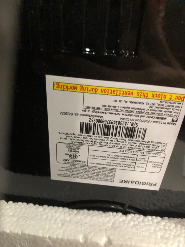 Photo 4 of [READ NOTES]
FRIGIDAIRE EFMIS567_AMZ 18 Can OR 4 Wine Bottle Retro Beverage Fridge, Temperature Control, Thermoelectric, FreonFree, Stainless