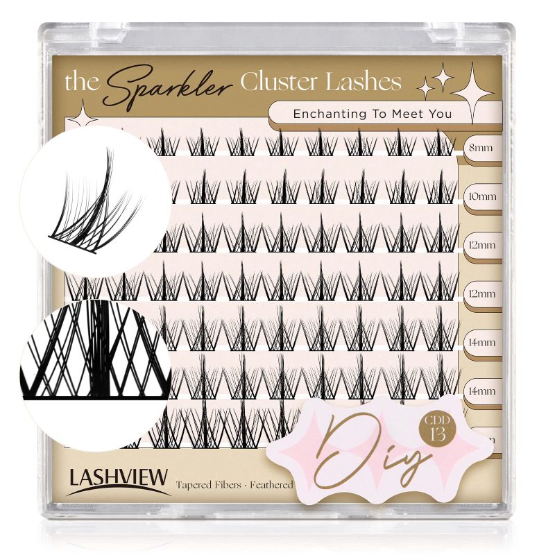 Photo 1 of 2-LASHVIEW Cluster Lashes,8-16mm DIY Eyelash Extensions,Cluster Eyelashes for Self-application Individual Lashes at Home, 3D Rapid Soft and Lightweight-Style CDD13 CDD13 8-16mm