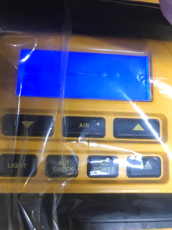 Photo 1 of DEWALT DXAEPS14 1600 Peak Battery Amp 12V Automotive Jump Starter/Power Station with 500 Watt AC Power Inverter, 120 PSI Digital Compressor, and USB Power , Yellow