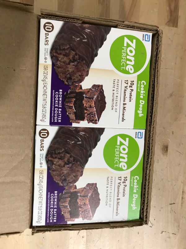 Photo 2 of EXPIRES MAY 1 , 2024 -- ZonePerfect Protein Bars, 17 vitamins & minerals, 10g protein, Nutritious Snack Bar, Brownie Batter Cookie Dough, 20 Bars