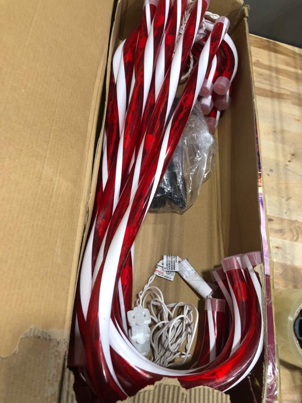 Photo 2 of 28" Candy Cane Lights with Stakes, 10 Packs Large Christmas Pathway Lights Outdoor, Candy Cane Pathway Markers Christmas Decorations for Yard Patio Garden Walkway Sidewalks