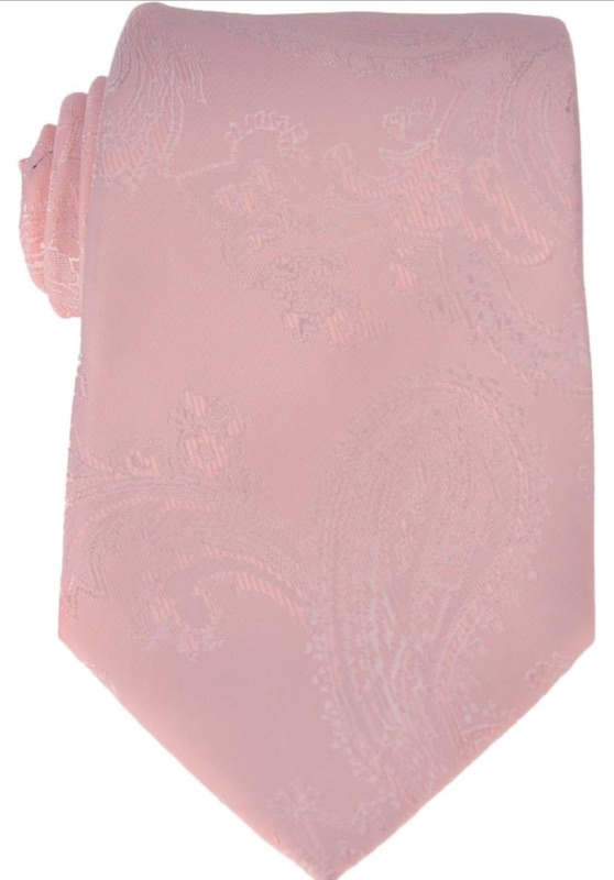 Photo 1 of Gollate Mens Charm Silk Skinny Paisley Jacquard Tie - Various Color (Blush Pink)