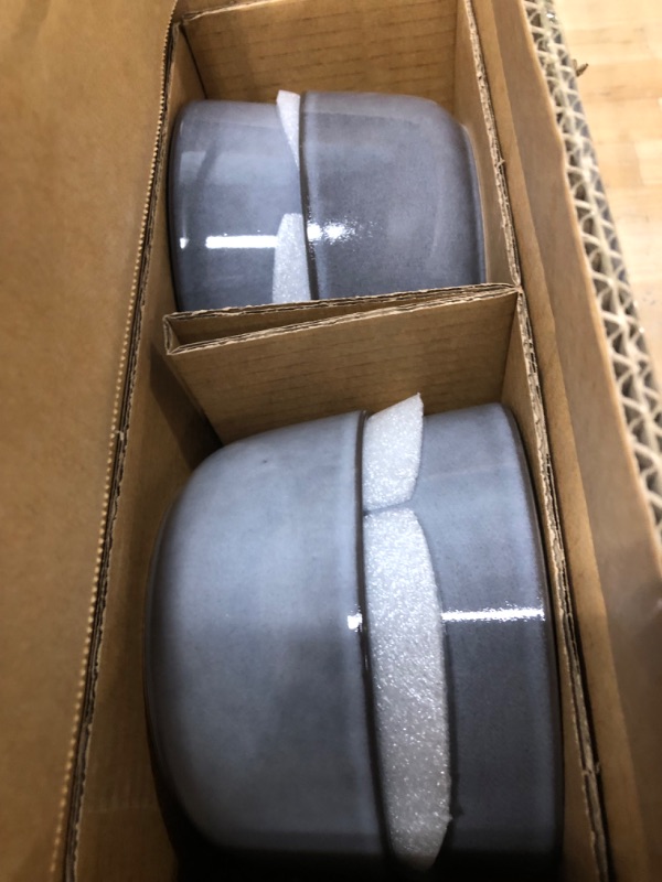 Photo 1 of AmorArc Stoneware Dinnerware Sets,Round Reactive Glaze Plates and Bowls Set,Highly Chip and Crack Resistant | Dishwasher & Microwave Safe,Service for 4 (12pc) Grey-Service for 4